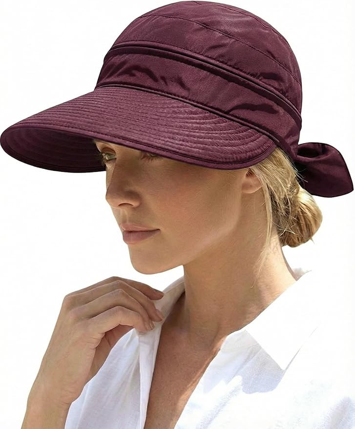2-in-1 Women’s Sun Visor Sun Hat Zipper Off Ponytail Friendly, Lightweight Quick Dry, Summer UV Protection