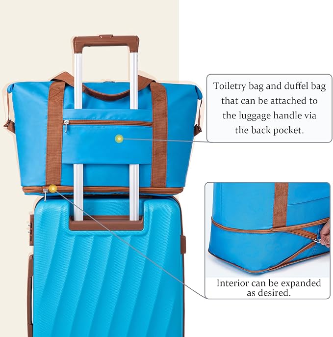 Luggage Sets 5 Piece Suitcases with Wheels,ABS Hard Case Suitcases with Spinner Wheels,Durable Travel Luggage(SkyBlue, 5 Piece Set(20"/24"/28"))