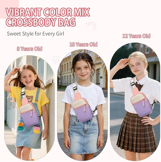 Birthday Gifts for 8 9 10 11 12 Year Old Teens Girls Kids, Fanny Pack Crossbody Bag Sling Belt Bags Purse, Dorm Travel Essentials for Girls Fashion, Preppy Tween Teen Girl Gift Trendy Stuff