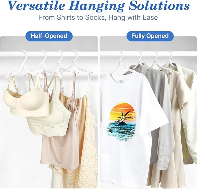 HOUSE DAY 10 Pack Travel Hangers, Cruise Essentials 2026, White Portable Collapsible Clothes Hangers Space Saving, Lightweight Foldable Garment Organizer for Hotel, RV, Dorm, Camping