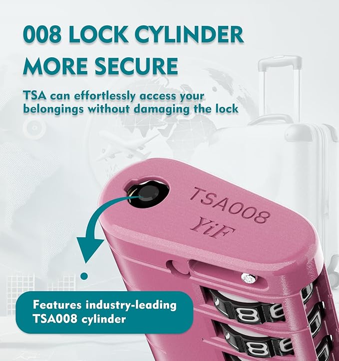 ANVIL TSA Approved Luggage Locks with Search Alert Indicator, 4-Digit Combination Suitcase Lock, Advanced TSA008 Core Heavy Duty Anti-Theft Travel Lock for Double Zippers, Backpacks