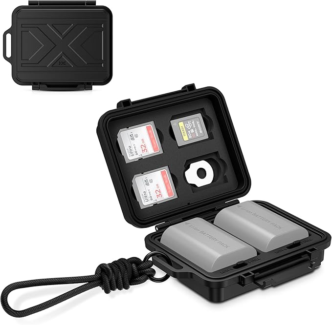 JJC Portable Camera Battery Memory Card Storage Case for 4 SD Card,3 CFexpress Type-A Cards,2 Camera Batteries, Compact Cameras Battery Holder Box for Sony NP-FZ100