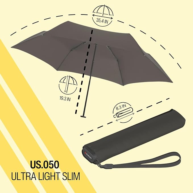 Knirps US.050 Ultra Light Pocket Size Manual Rain Umbrella with Carrying Case