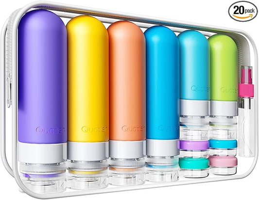 20 Pack Travel Bottles for Toiletries, Original Patented, TSA Approved Travel Size Containers, Leak Proof Silicone Shampoo and Conditioner Bottles Women & Men, Airplane Cruise Essentials, Multi