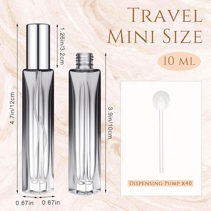 Domensi 60 Pcs 10/15/20/30 ml Perfume Travel Refillable Glass Bottles Spray Bottle Perfume Atomizer for Cologne Dispenser Leak-proof Fragrance Bottles Atomizer Pump Kit (10 ml,Light Colors)
