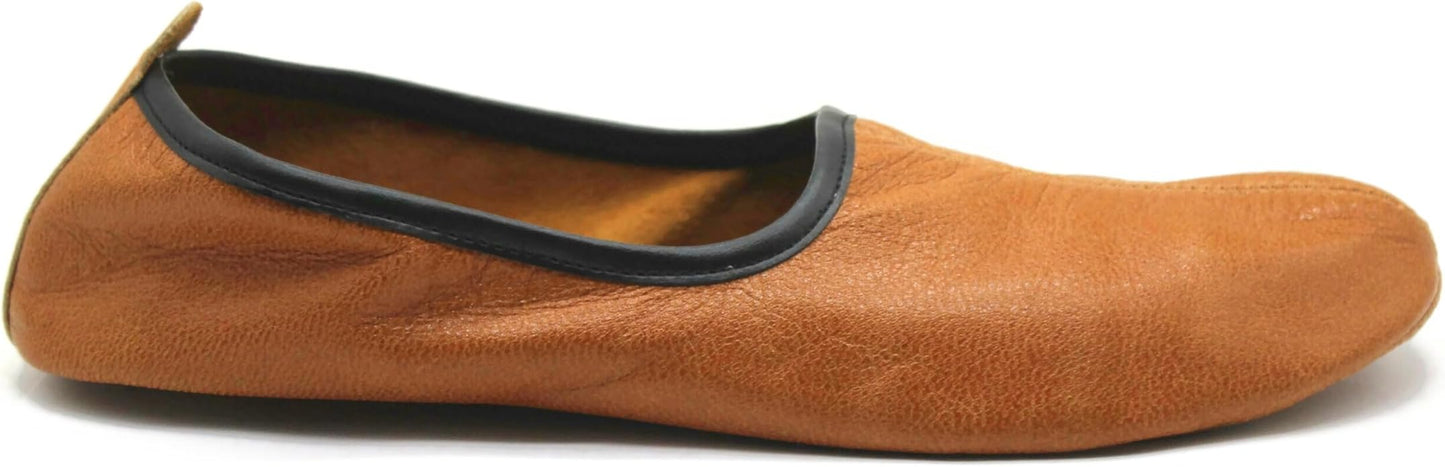 Womens Indoor Leather Slippers Traditional Babouche House Shoes Barefoot Moccasin