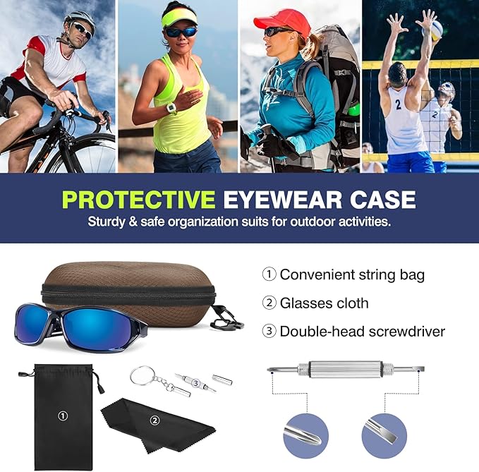 MoKo Semi Hard Shell Sunglasses Case, Unisex Protective Eyeglass Case Glasses Case Holder with Metal Hanging Hook