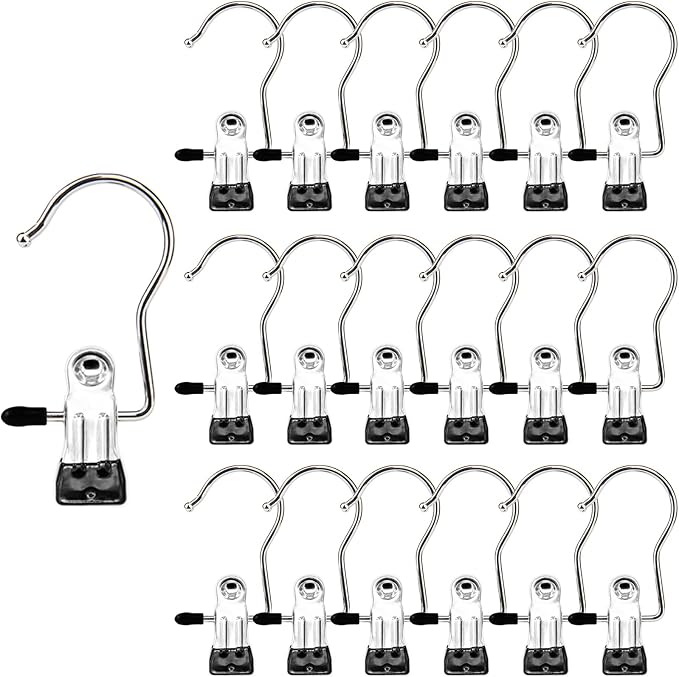 Laundry Hooks Hanging Clips Clothes Pins Closet Hanger Organizer Clamps Socks Towel Clips Heavy Duty Clothespins Bulk Hanger Clips for Closet Travel Pants Socks Handbags, 50 Pack