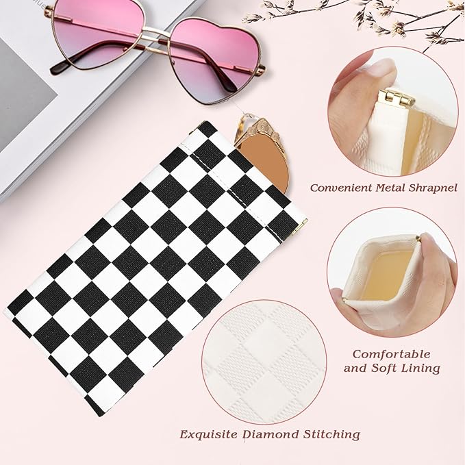 eyeglasses bag Soft Glasses bag, Portable Squeeze Top Sunglasses Case Travel for Women Girls