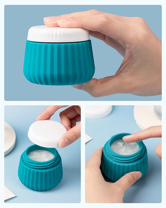 Mrsdry Travel Containers for Toiletries 4 Pack, TSA Approved Travel Size Toiletries, Travel Size Containers, With Clear Bag Leak Proof Silicone Jars, Travel Essentials Creams Jars Carrying Small Items