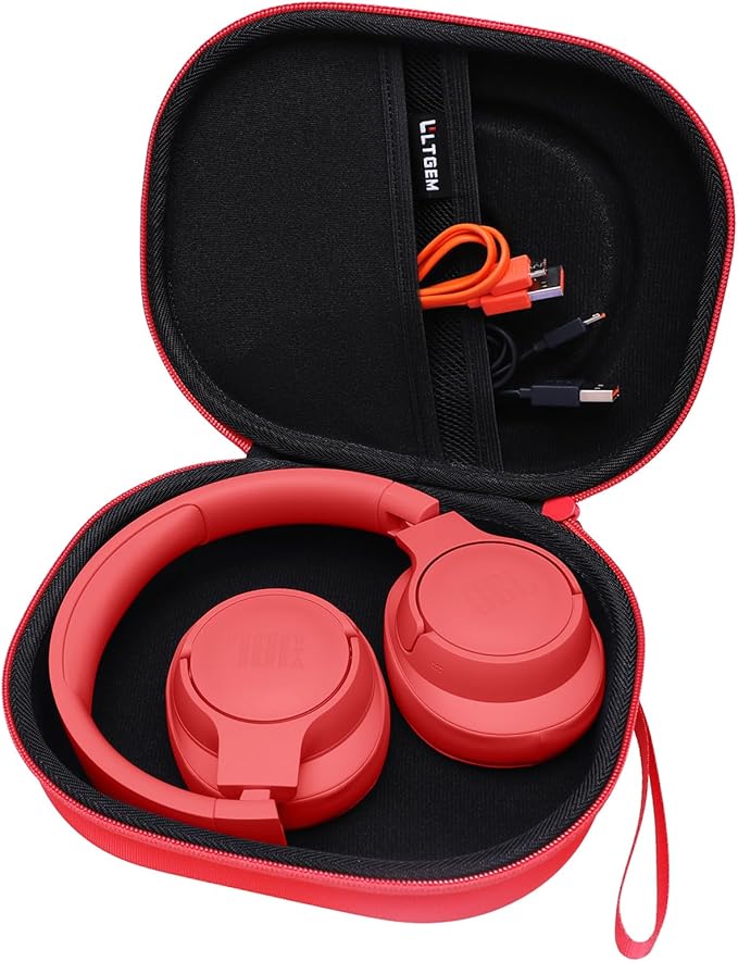LTGEM Case Compatible with JBL Tune 770NC / 510BT / 720BT / 520BT / 520C / 670NC, for JBL Live 770NC / 670NC / 680NC / 780NC Headphones, Red+Black