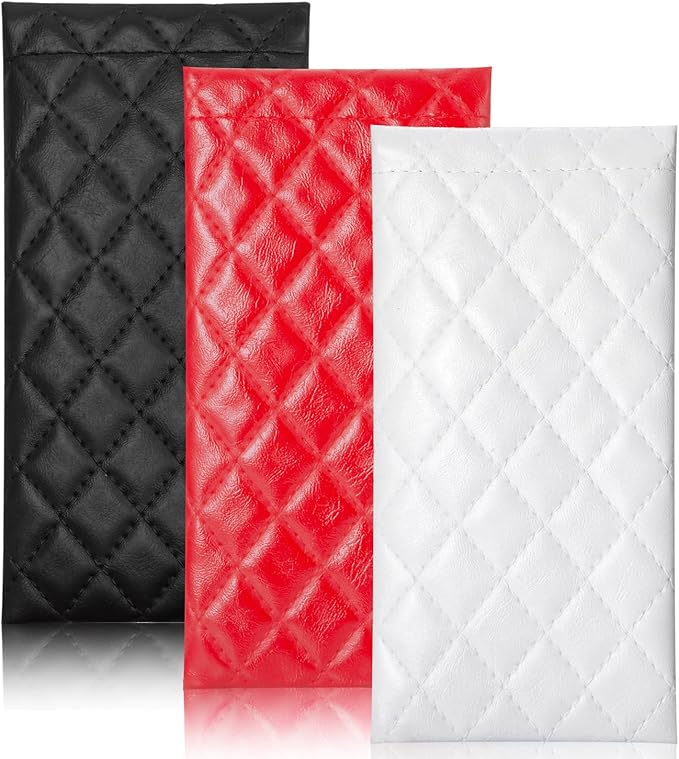 TRIUMPH VISION Squeeze Leather Sunglasses Pouch - 3 Pack Glasses Case Soft Eyeglass Sleeve Pouch Holder