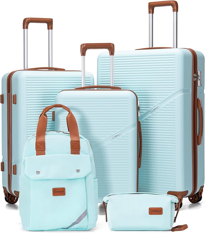Cosbarn Luggage Sets 5 Piece Suitcases with Wheels, Suitcase Set ABS Hard Case Luggage with TSA Lock Spinner Wheels Durable Travel Luggage (5-Piece Set(20"/24"/28"))