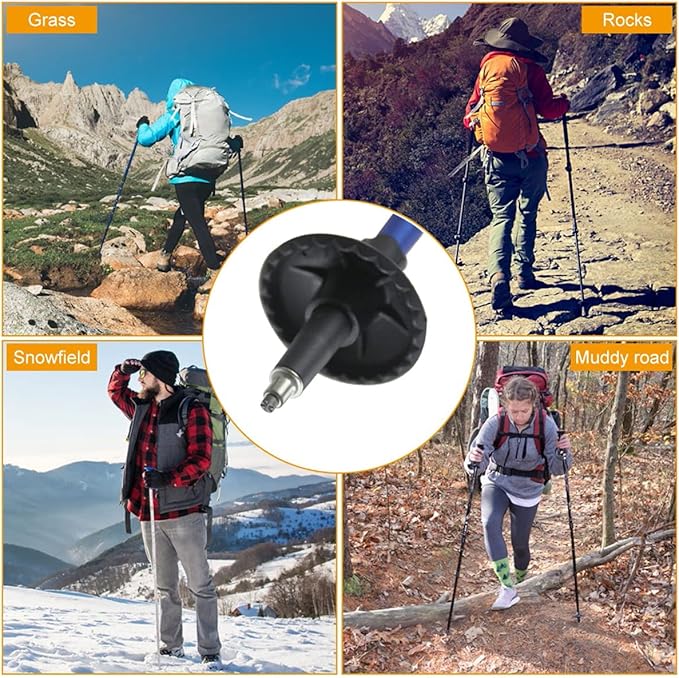 Trekking Pole Tips Set - Walking Sticks Replacement Tip Protectors - Snow & Mud Baskets