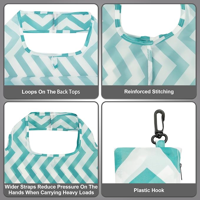 HOLYLUCK Reusable Grocery Bags,Heavy Duty Foldable Shopping Tote Bag (Standard, Geometric Patterns)