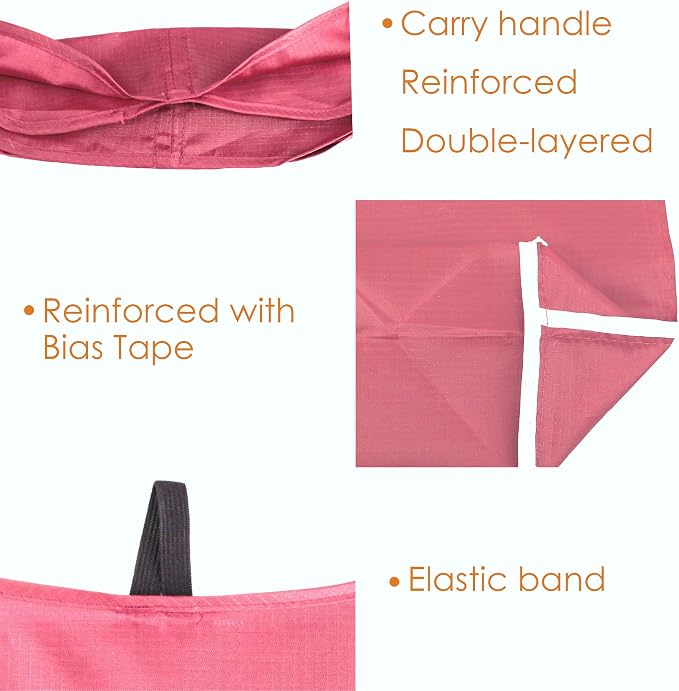 BeeGreen Pink Reusable Grocery Bags Wholesale Reusable Kitchen Bags Bulk Foldable-Machine Washable with Zipper Storage Pouch 50 Packs