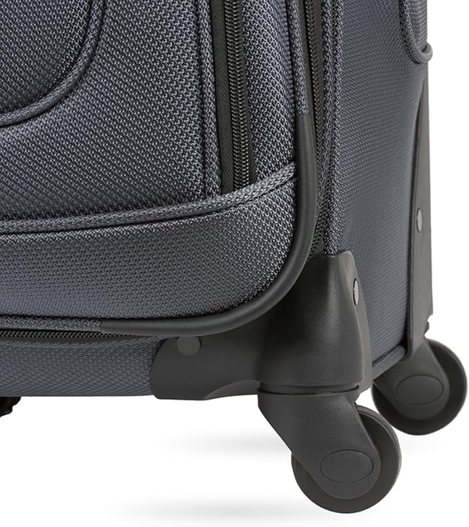 SWISSGEAR Sion Softside Expandable Spinner Luggage Durable Lightweight Travel Suitcase, Dark Grey, Checked-Large