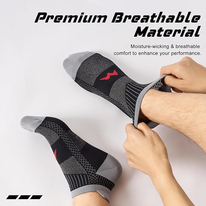 Ankle Compression Socks for Men and Women 6 Pairs, Low Cut Breathable Seamless short Running Socks with Arch Support