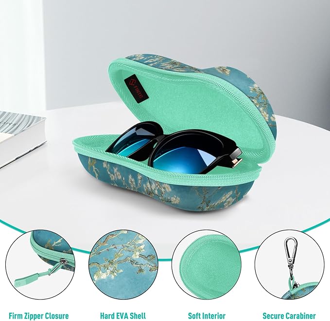 FINTIE Sunglasses Case, Hard EVA Shell Shockproof Sport Glasses Case with Metal Carabiner Travel Zipper Eyeglasses Holder