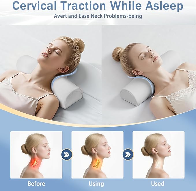 Cervical Neck Pillows,Orthopedic Roll Pillow for Neck Pain Relief,Sleeping Decompression Devices Support and Shoulder Relaxer,High-Density Memory Foam,Neck Bolster Butterfly(Adult Size)