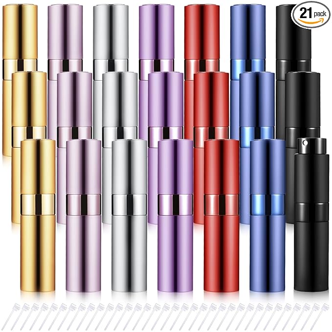Tessco for you 21 Pcs 8ml Travel Refillable Perfume Bottles Mini Cologne Perfume Spray Bottle Empty Pocket for Travel and Outgoing Pocket Cologne Sprayer