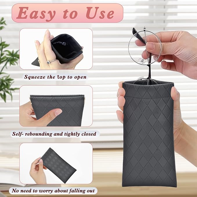 eyeglasses bag Soft Glasses bag, Portable Squeeze Top Sunglasses Case Travel for Women Girls