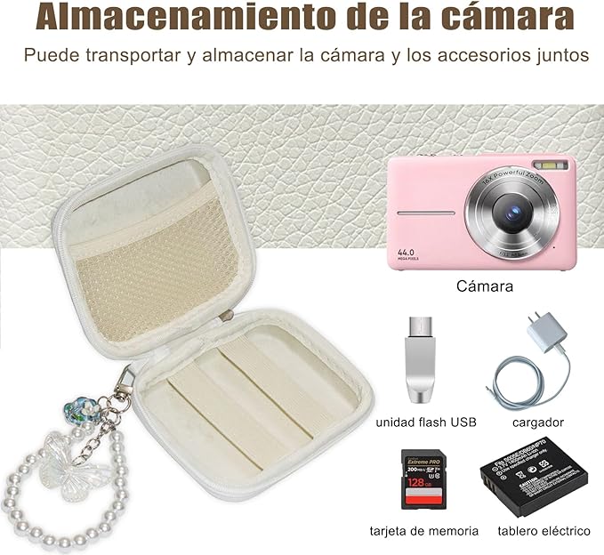 STARGAZ Digital Camera Case,suitable for camera case small such as CAMKORY/KODAK PIXPRO FZ45/FZ55/Canon PowerShot ELPH/HS,Leica,etc.Compact digital camera bag, can also store such as SD cards(White)