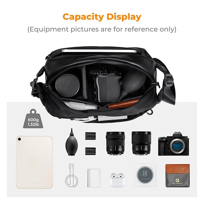 K&F CONCEPT Camera Sling Bag Crossbody Bag Waterproof Camera Shoulder Backpack DSLR/SLR/Mirrorless Camera Case