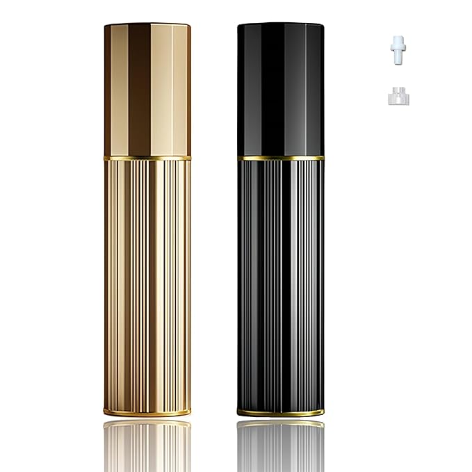 Perfume Travel Refillable Bottle Cologne Portable Atomizer Fragrance Scent Sprayer Pump Fill from Bottom Mini Pocket Size 5ml for Travel Essentials & Best Gift (Gold+Black)