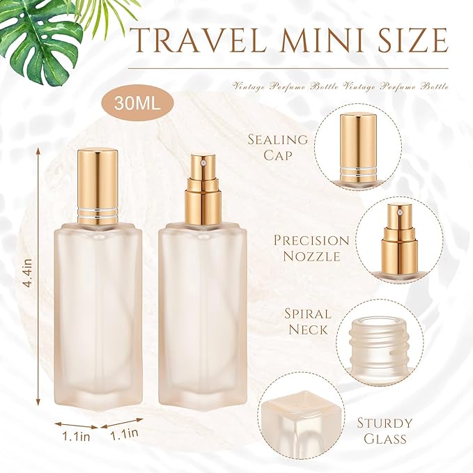 Domensi 30 Pcs 10/15/20/30 ml Perfume Travel Refillable Glass Bottles Spray Bottle Perfume Atomizer for Cologne Dispenser Leak-proof Fragrance Bottles Atomizer Pump Kit (30 ml,Folral Color)