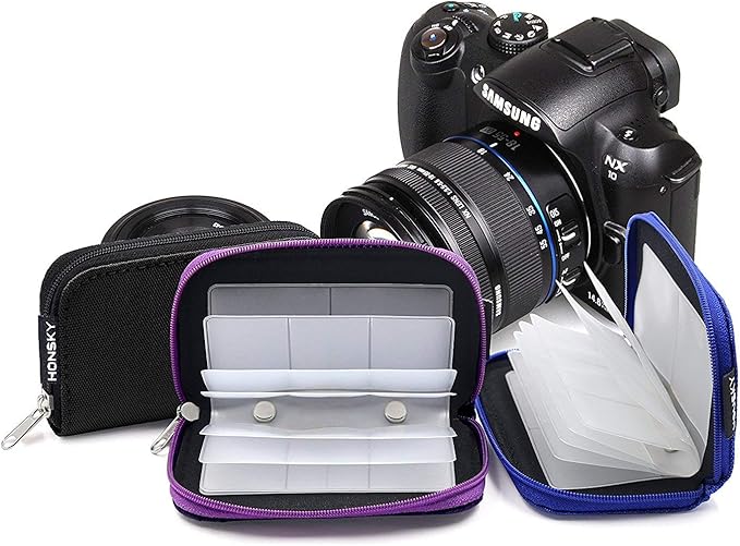 2PACK Memory Card Case, Suitable for SDHC, Micro SD, Mini SD, CF Cards, Card Holder Bag Wallet for Media Storage (Black+Black)
