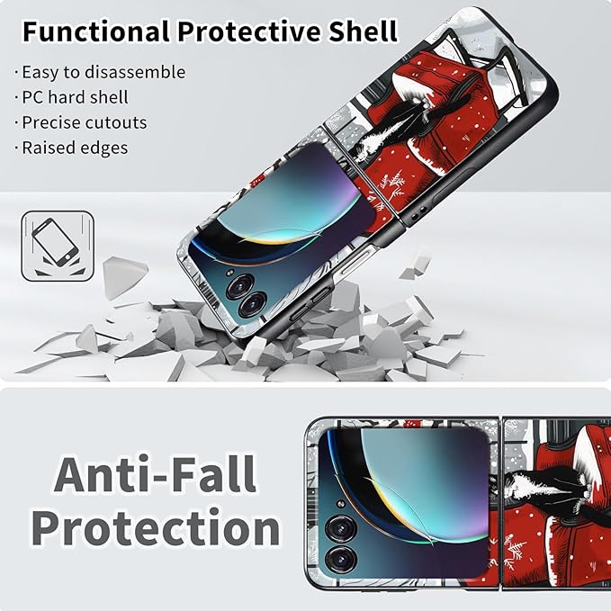 for Motorola Razr Plus 2025 Case,for Razor Plus 2025 Phone Case Cute Slim Hard PC Ultra-Thin Anti-Scratches Shockproof Protective Cover,Cute Cat Snow