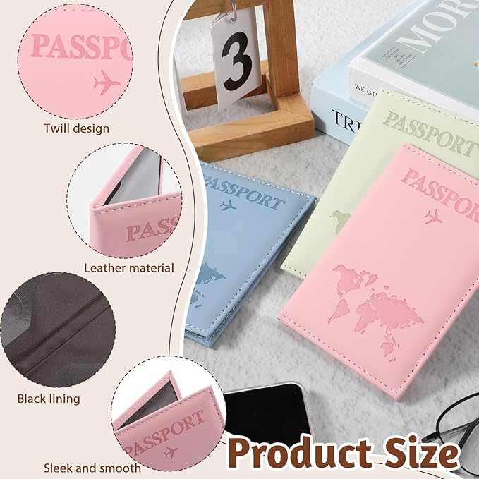 3 Pcs Passport Holder Passports Wallet Cover for Travel Passport Cover Passports Protector Essentials for Women and Men Travel Must Haves Accessories