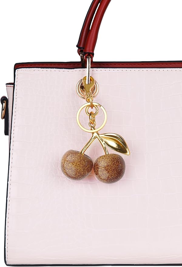OVRUNS Cherry Bag Charm Cute Cherry Accessories Sparkling Purse Charms for Women