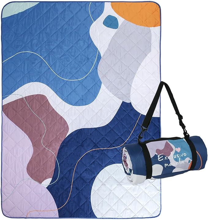 Exclusivo Mezcla Extra Large Waterproof Picnic Blankets 3 Layer, Sandproof and Foldable Outdoor Blanket for Beach Camping, Park and Travel