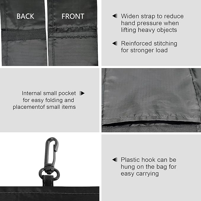 HOLYLUCK Reusable Grocery Bags,Heavy Duty Foldable Shopping Tote Bag (Extra Large, 3 Large Black)