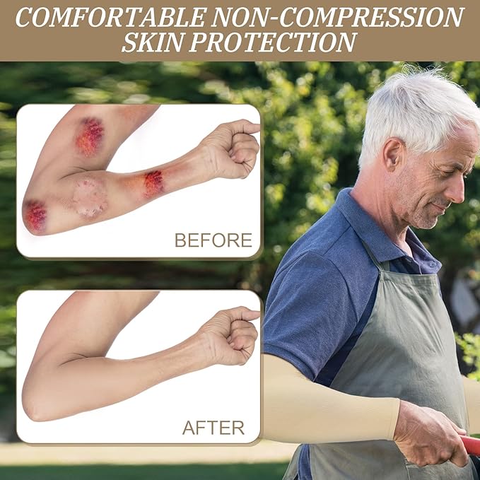Janmercy 8 Pairs Elderly Skin Thin Protector Sleeves Bruise Abrasions Protective Arm Sleeve