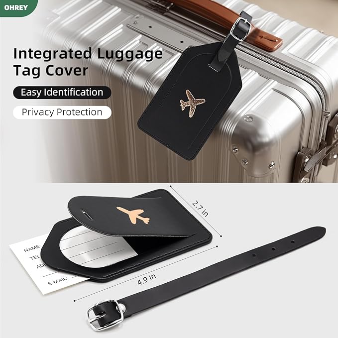 Passport Holder for Travel with Luggage Tag Cover – RFID Blocking Passport Wallet for Women & Men | Leather Passport Cover/Passport Case with Extra Money Pocket & Magnetic Clasp – Black