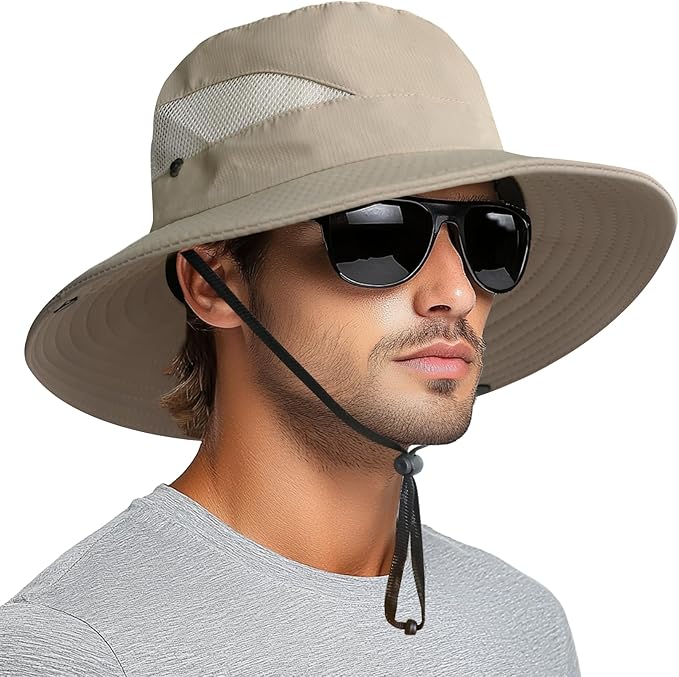 PFFY Sun Hats for Men Women Wide Brim Bucket Hat UPF 50+ Outdoor Beach Hiking Fishing Hat