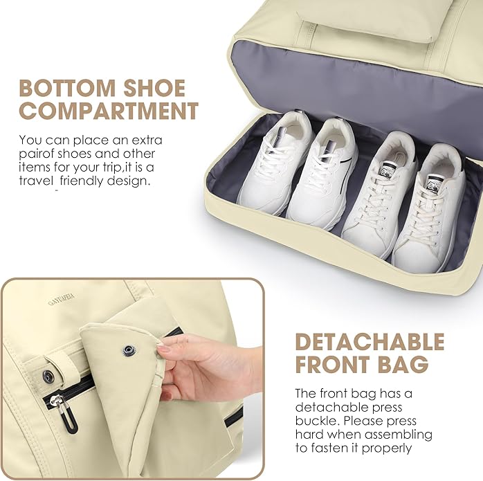 Women's Weekender bag Travel Duffel Bag with Shoe Compartment 21-inch Airline-Approved Carry-On, 2-Piece Overnight Bag Set Personal Item Luggage