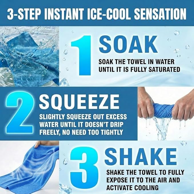 Premium PVA Cooling Towels for Neck and Face,4pcs 33"*12.7" Cooling Neck Wraps with Textured Dot Surface for Summer Heat,Cool Rags for Hot Weather, Cold Scarf for Gym Yoga Run,Blue (Blue)