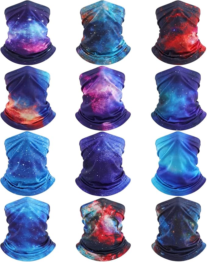 Cuffbow 12 Pack Neck Gaiters Face Mask Balaclava for Men Women Cooling Neck Gaiter Summer UV Protection Scarf