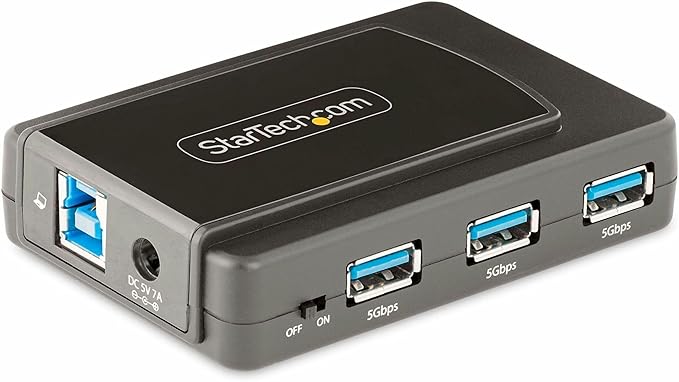 StarTech.com 7-Port USB Hub with On/Off Switch, USB 3.0 5Gbps, USB-A to 7x USB-A, Self Powered USB-A Expansion Hub w/ 35W Power Supply