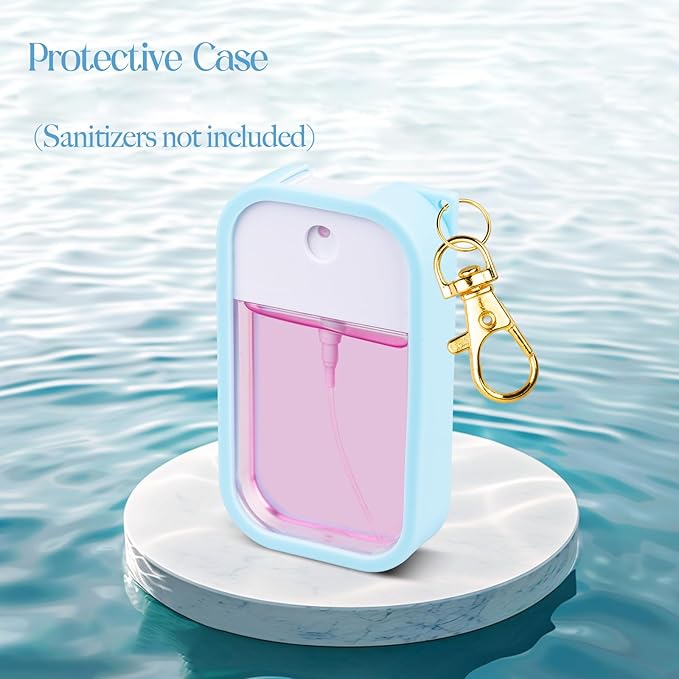 Silicone Case Compatible with Touchland Hand Sanitizer Spray, Protective Case with Keychain for Power Mist and Glow Mist 1 fl oz, Hand Sanitizer Spray Accessory (Blue, 1 Pack)