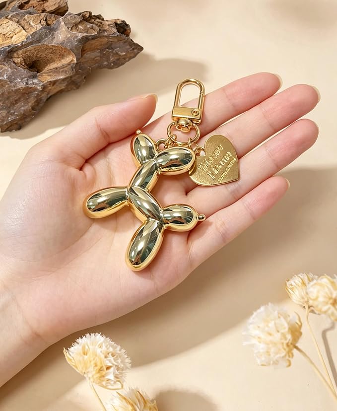 LAEKOU Jelly Balloon Dog Design Keychain for Women, Cute Girls Key Chain, Bag Charms Accessories for Car Purse Backpack