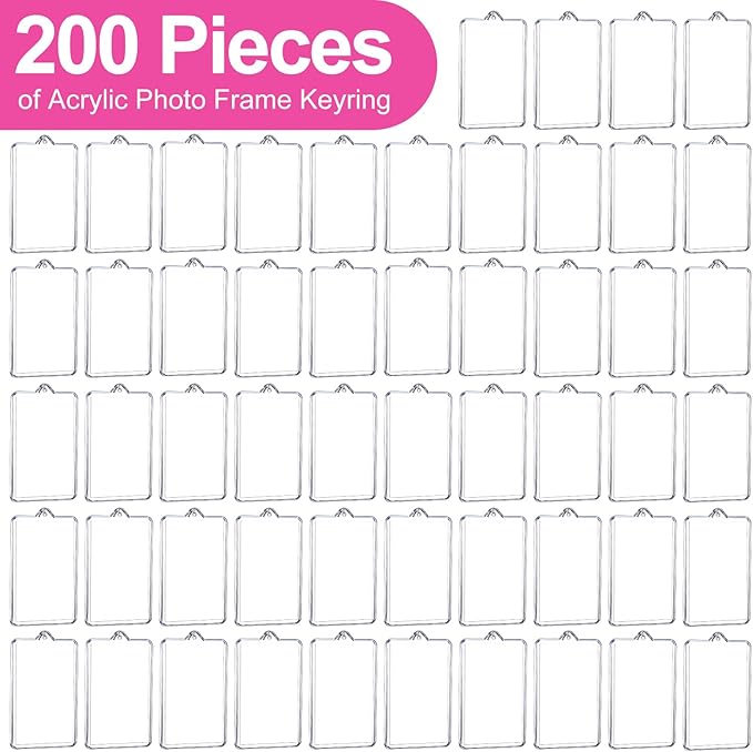 Yaomiao Acrylic Photo Frame Keychain Holder Photo Picture Insert Blank Keyring for DIY Craft
