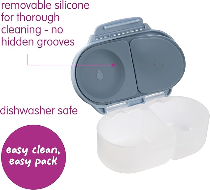 b.box Snack Box - Leakproof Mini Bento Box for Kids & Toddlers, 2 Compartment Snack Containers for Kids, Lunch Containers, Dishwasher Safe, BPA Free, PFAS Free, Ages 4m+, 1 3/4 Cup - Chill Out