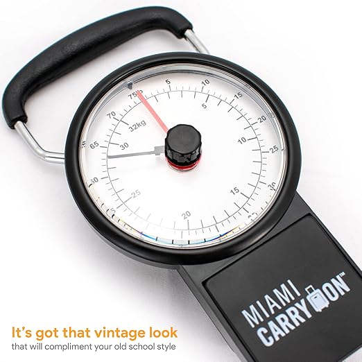 Mechanical Luggage Scale with Tape Measure, Up to 75 Pounds (Orange) - Lift Slowly