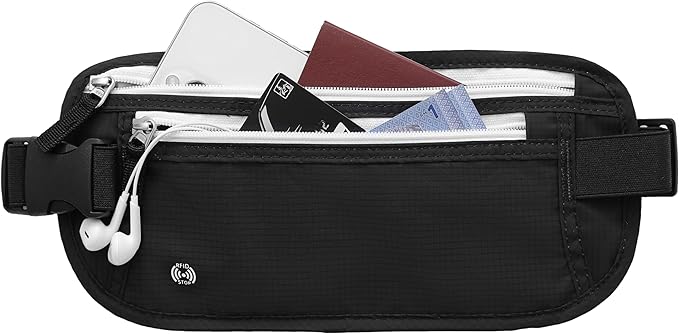 XIEEAOZEE Travel Money Belt, Travel Waist Wallet with RFID Blocking & Hidden Fanny Pack for Men and Women, Hidden Passport Holder to Protect Credit Cards, Passports and Documents