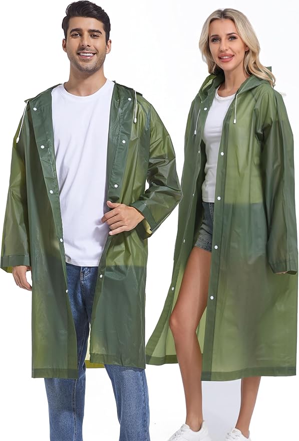 2PCS Rain Ponchos for Adults Reusable Rain Coats for Adults Rain Jackets Raincoats for Men Women